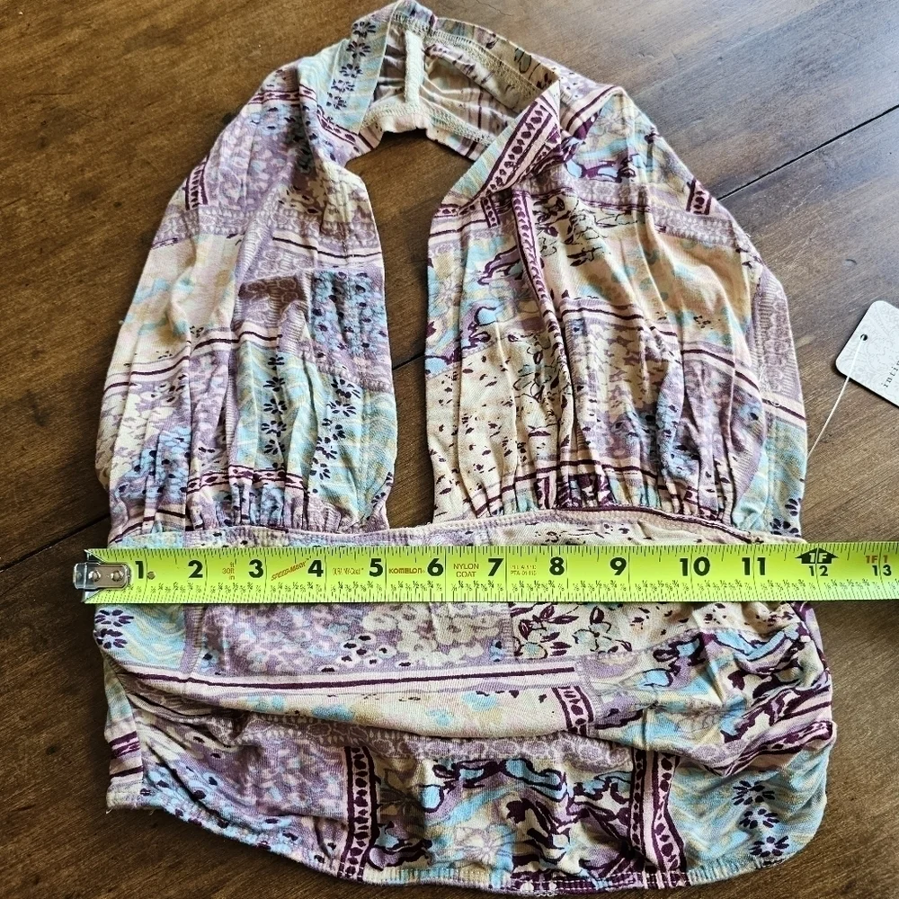 Free People Printed Heather Halter Top In Lilac Combo Size M